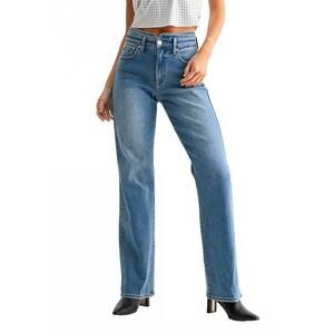 NEW JBD. waistband detail wide leg jean in med wash